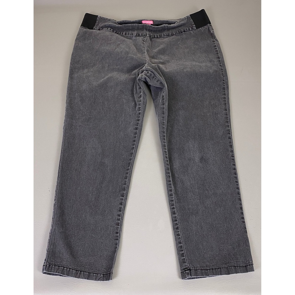 Woman Within Pull On Jeans Plus Size 24W Gray Straight Leg Stretch‎ Denim *